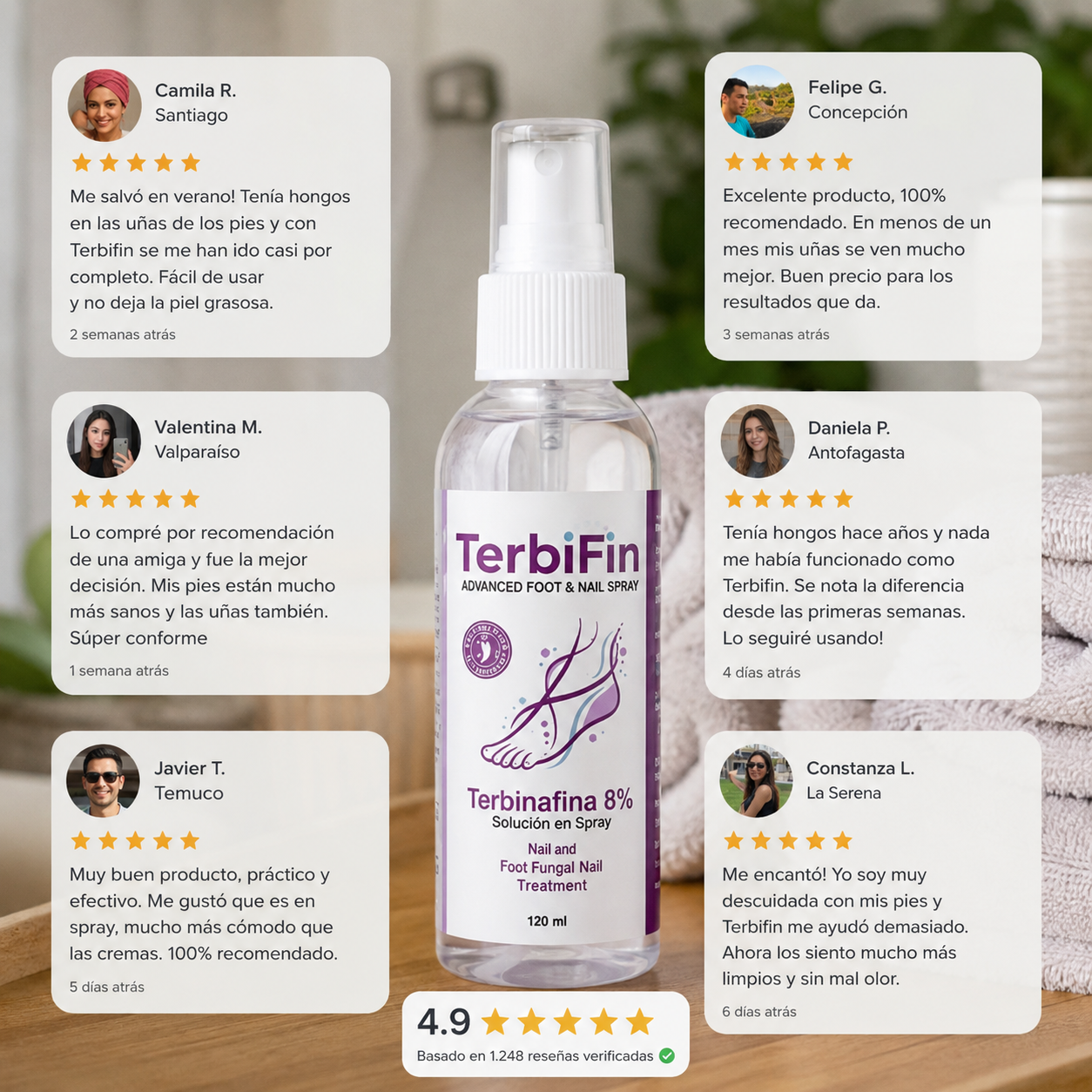 TerbiFin Spray 8% Anti-Hongos Pies Uñas